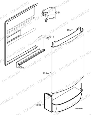 Взрыв-схема посудомоечной машины Electrolux ESF6121 - Схема узла Door 003